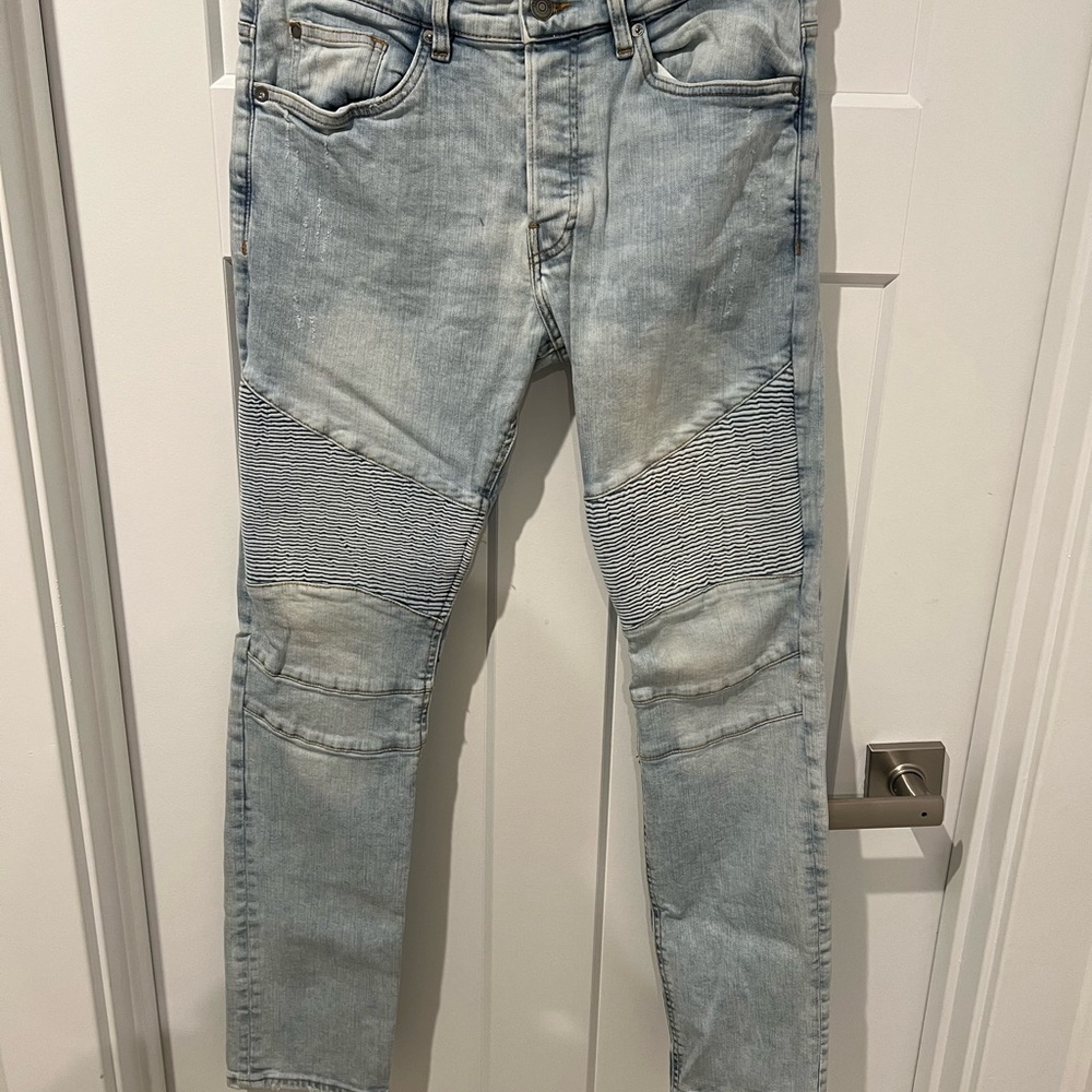 H&M Blue Skinny Jeans with Moto Style